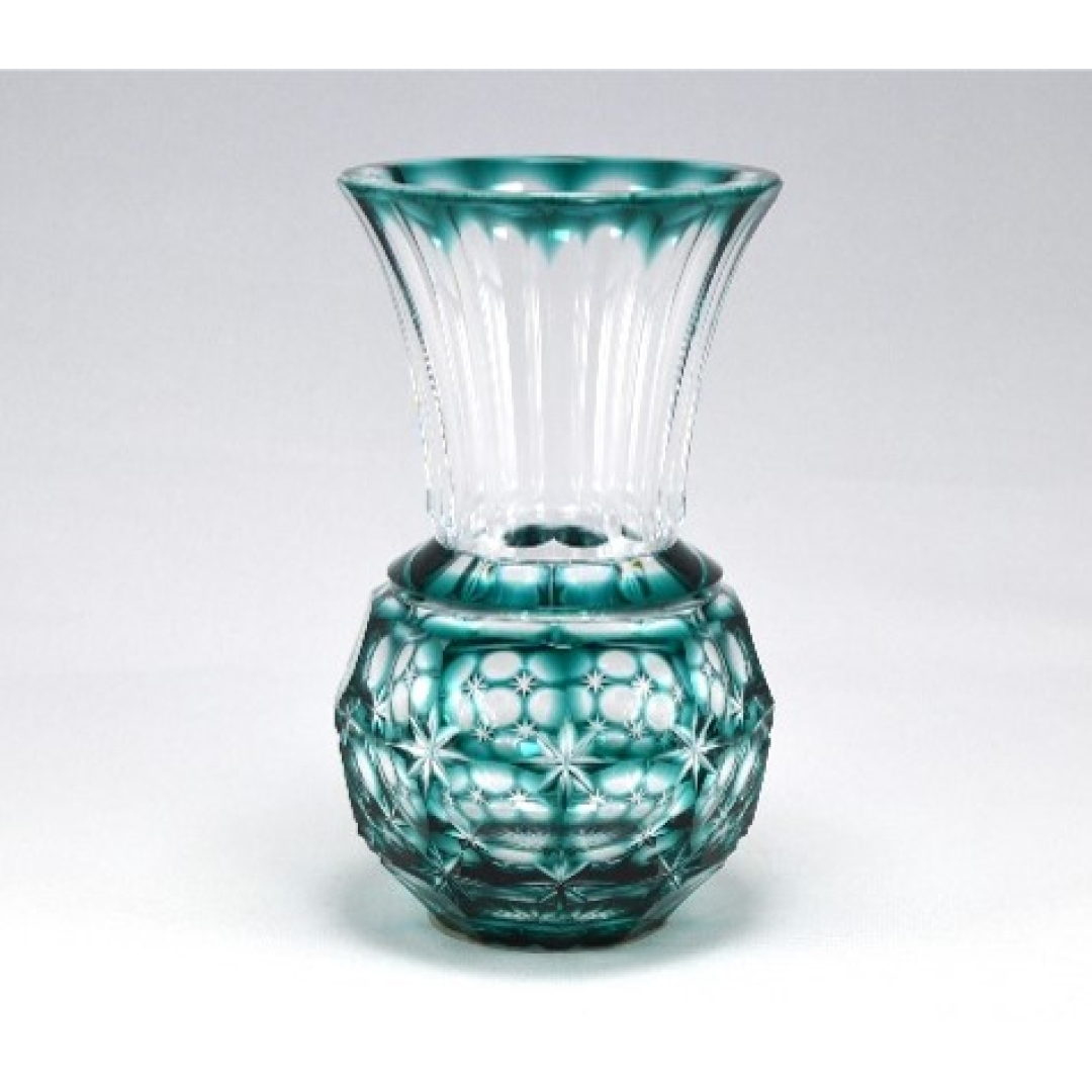 島津薩摩切子花入れ藍色