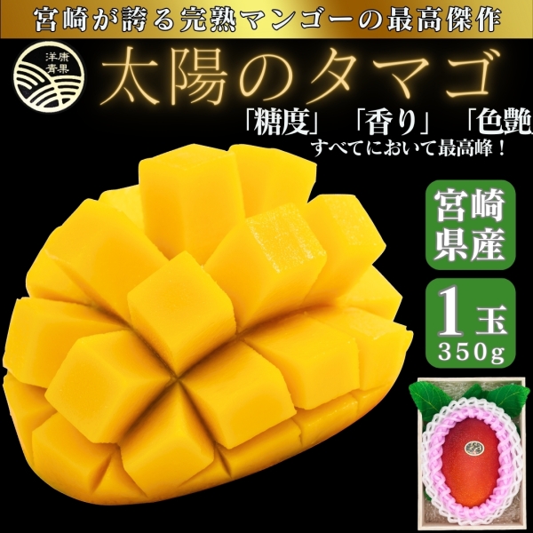 宮崎県産完熟マンゴー「太陽のタマゴ」1個/350g