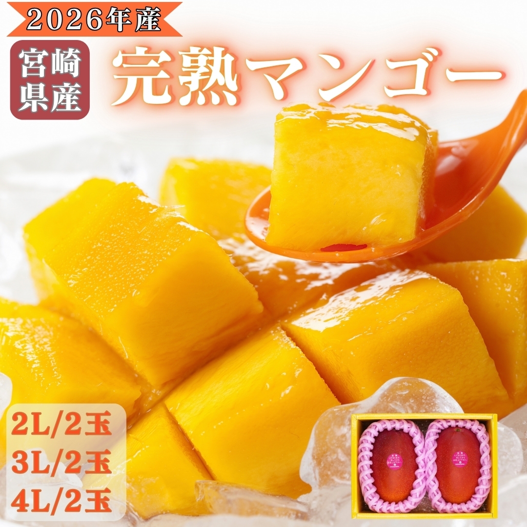 【2026年産】宮崎県産完熟マンゴー　2L/3L/4L（2玉）