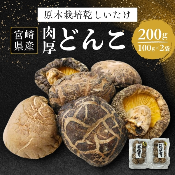宮崎県産原木栽培乾しいたけ肉厚どんこ200g(100g×2）