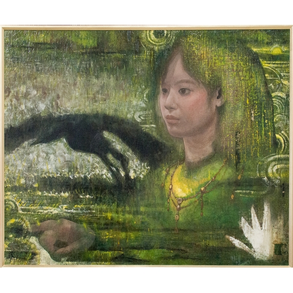 松永拓⼰ 作「月導譚」（油彩・パネル・F30）