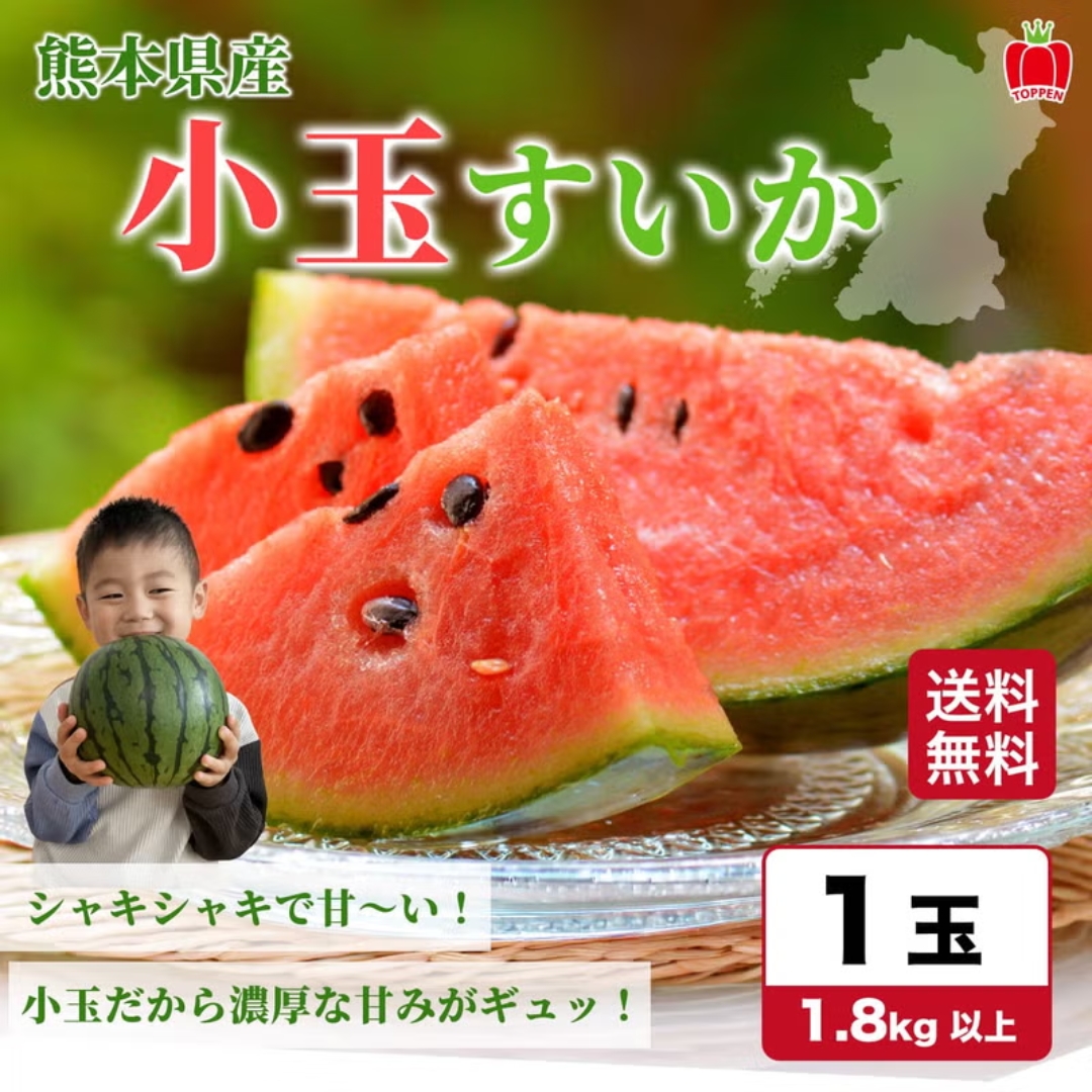 【送料無料】熊本県産 小玉すいか（1玉・2玉）