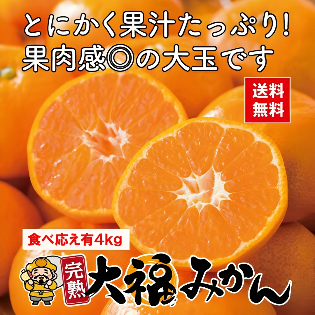 【送料無料】熊本県産 完熟大福みかん 約4kg（20～30玉入り 2L～3L）